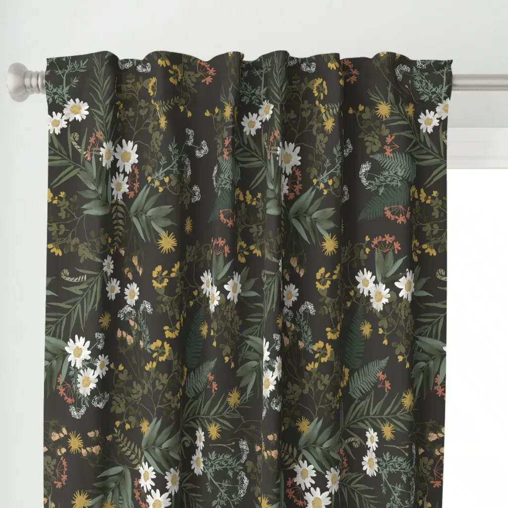 Wildwood Vintage Black Curtain Panel - White alternate view
