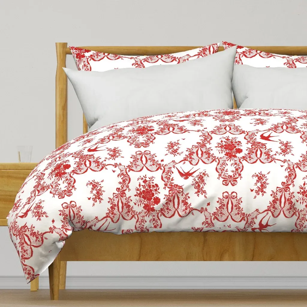 Willa Toile Strawberry Duvet Cover - Crimson Red product