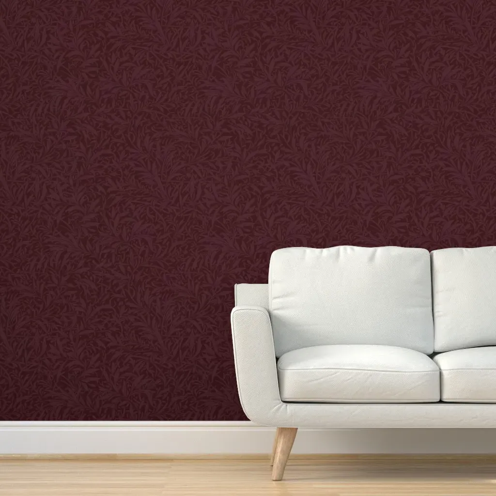 William Morris Abstract Willow Leaves Peel and Stick Wallpaper - Burgundy product