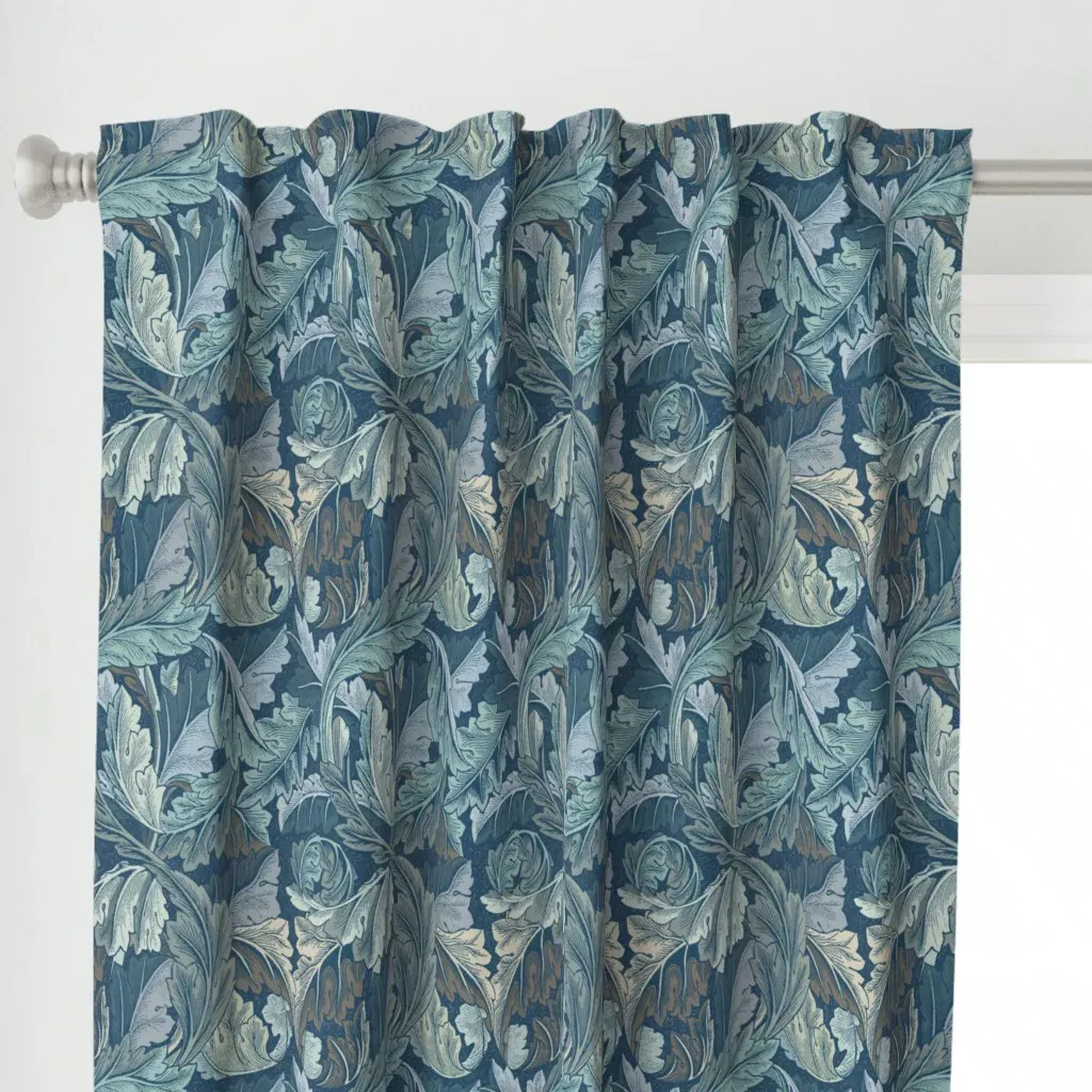William Morris Acanthus Curtain Panel - Teal alternate view