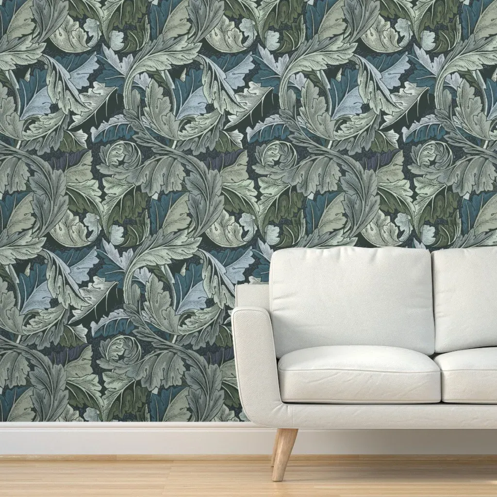 William Morris Acanthus Peel and Stick Wallpaper - Green, Gray product