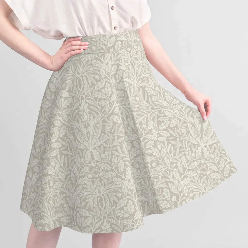 William Morris Acorn in Dove and Linen Sport Pique Fabric - Off-White alternate view