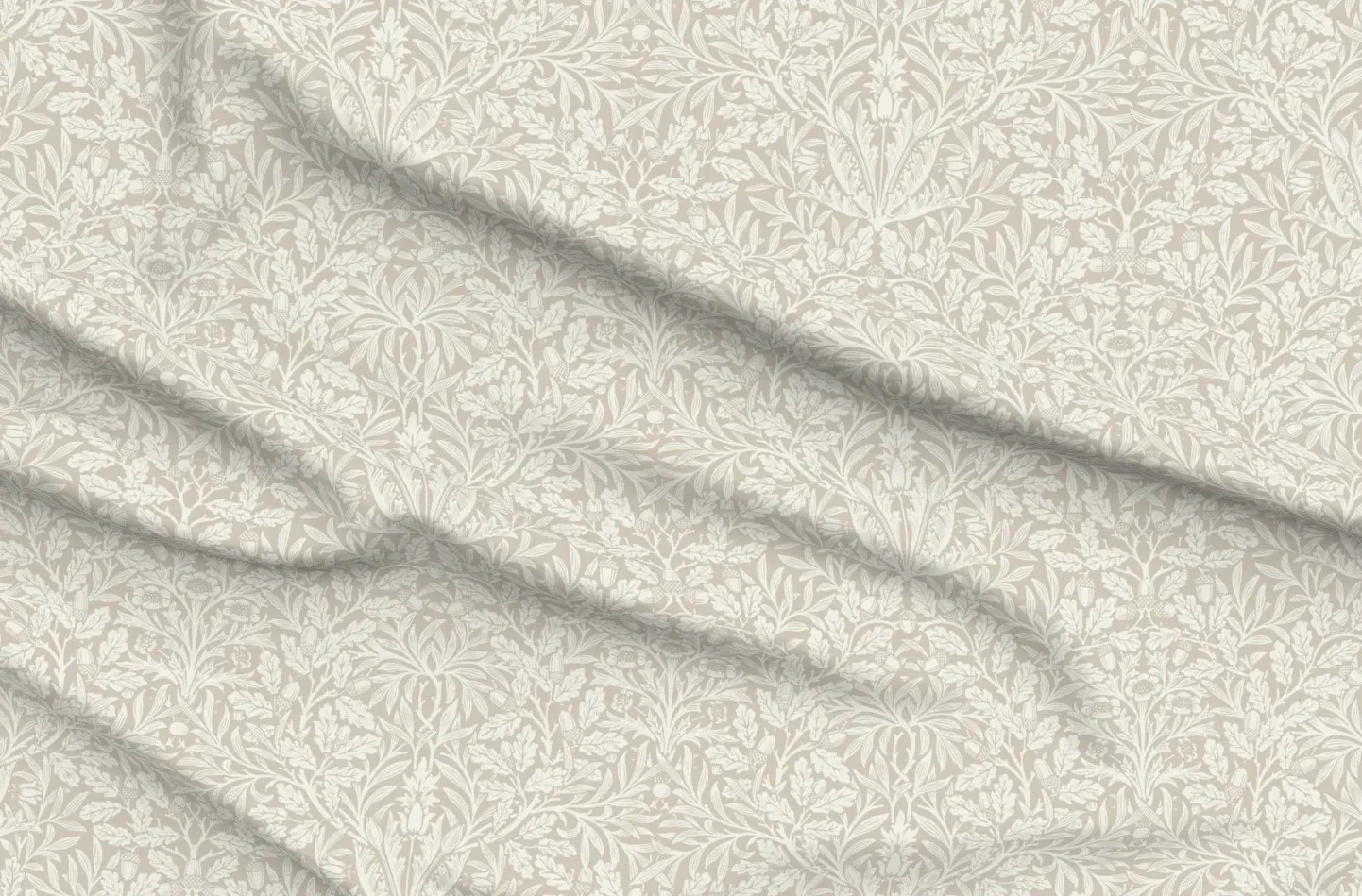 William Morris Acorn in Dove and Linen Sport Pique Fabric - Off-White product