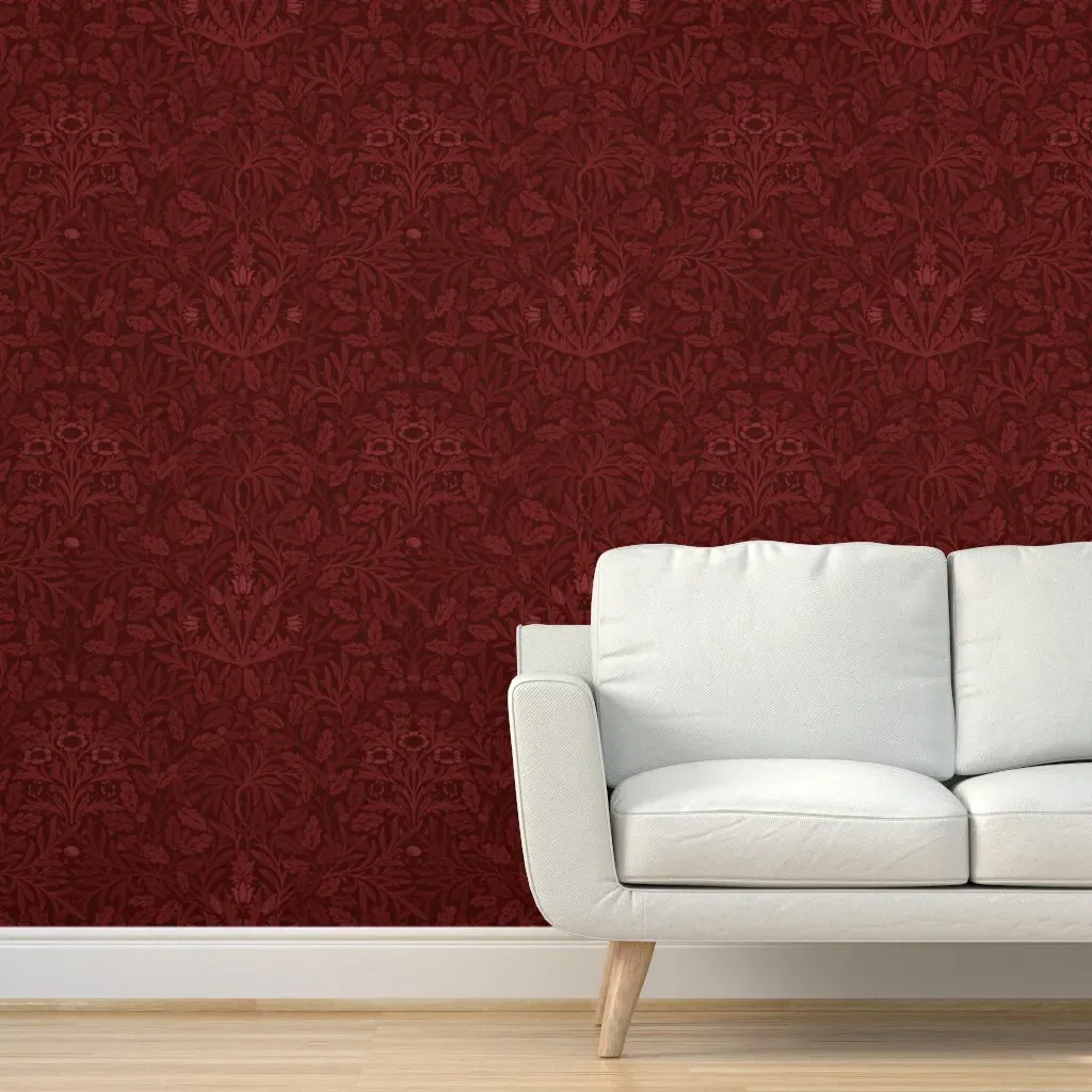William Morris Acorn Peel and Stick Wallpaper - Crimson Red product