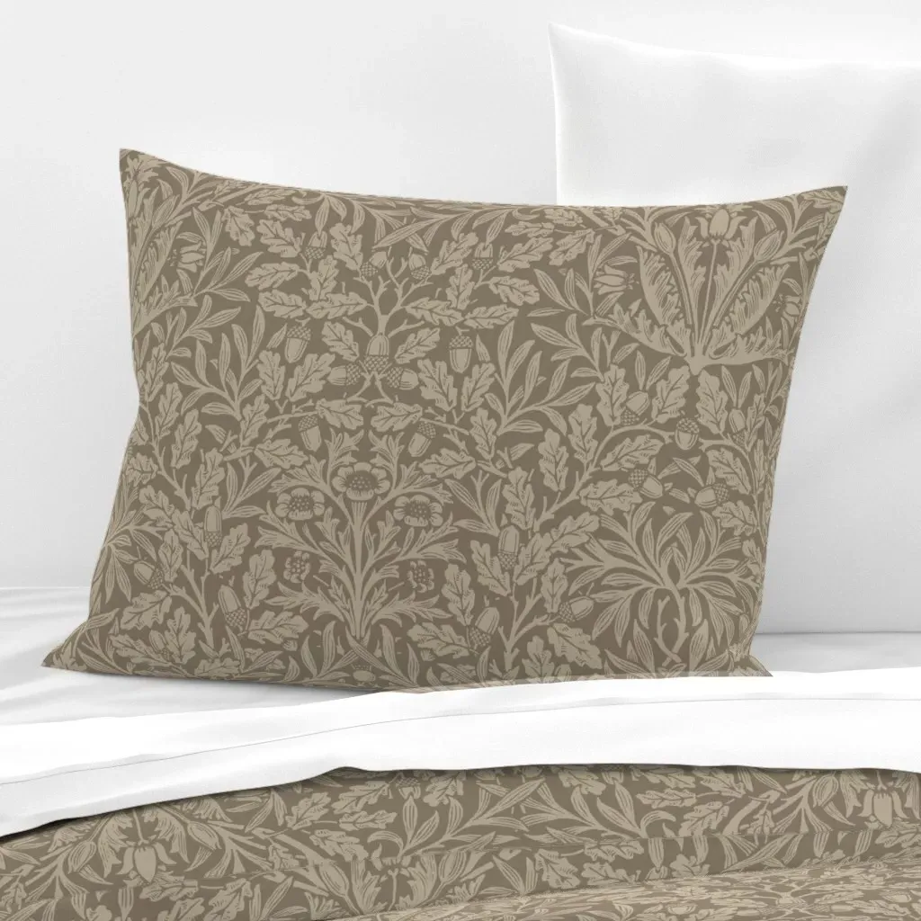William Morris Acorn Standard Knife Edge Cushion Cover - Taupe, Cotton Sateen product