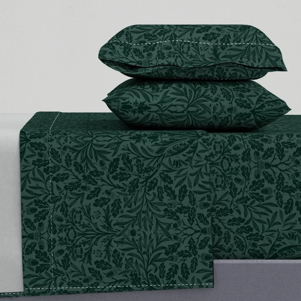 William Morris Acorns And Oak Leaves Queen Sheet Set - Dark Teal product