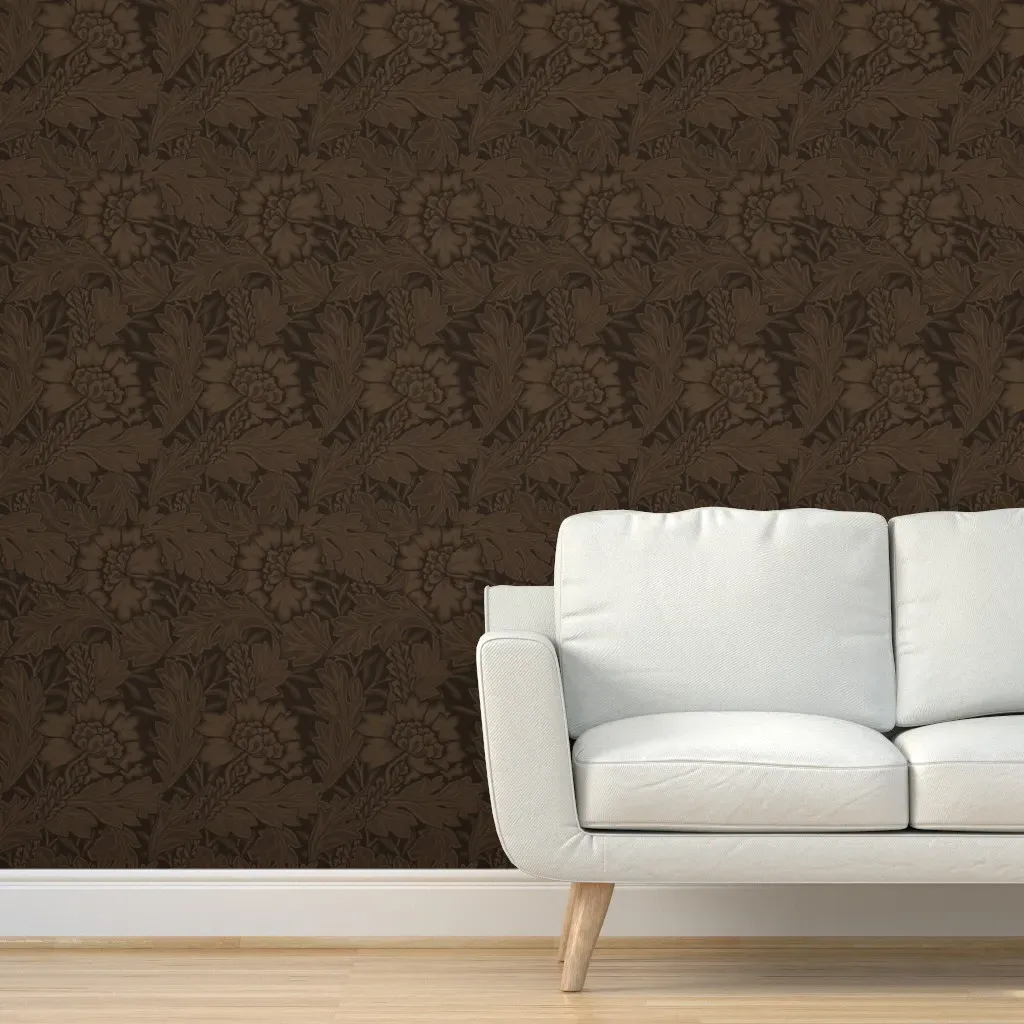 William Morris Anemone Peel and Stick Wallpaper - Dark Brown product