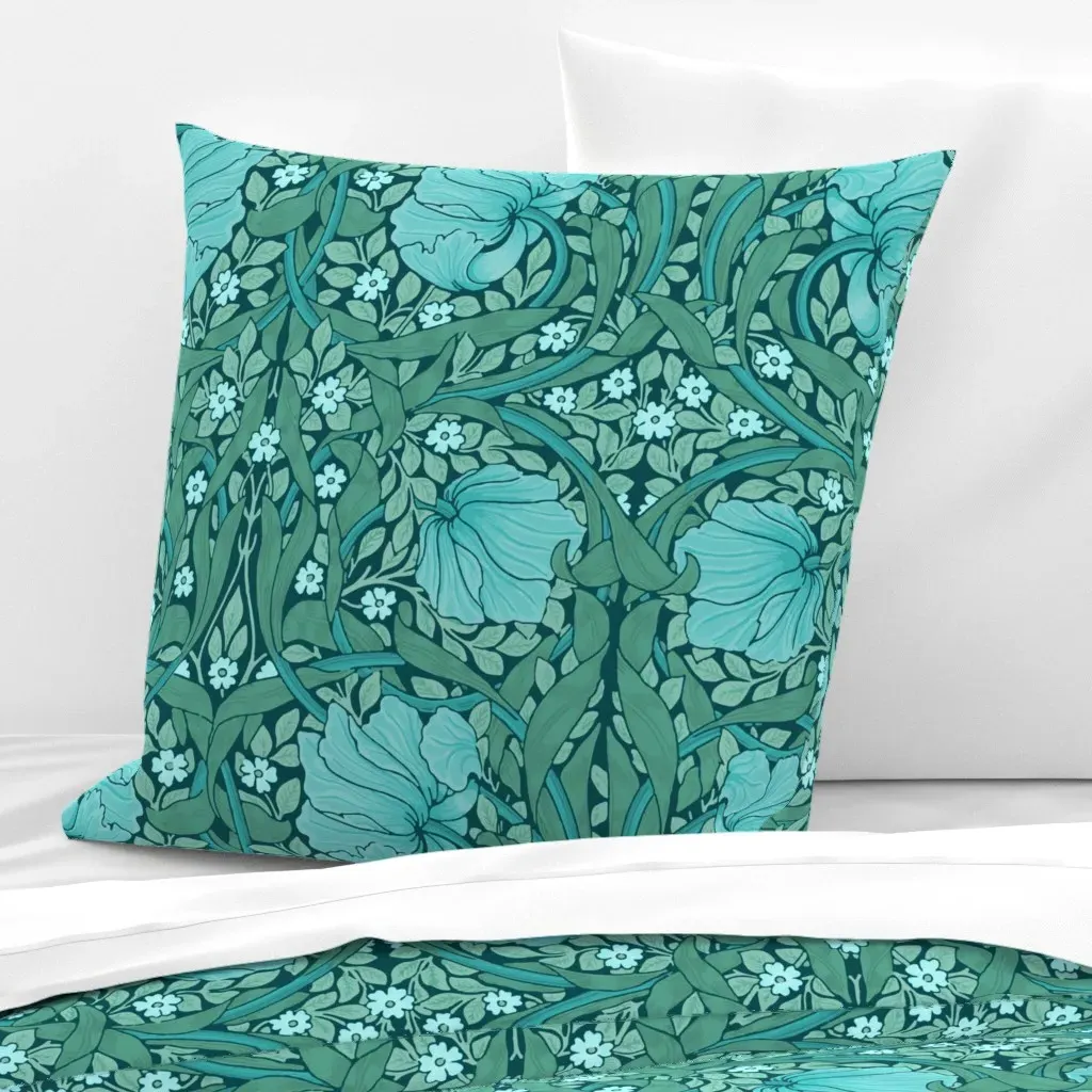 William Morris Antiqued Pimpernel Euro Pillow Sham - Teal product