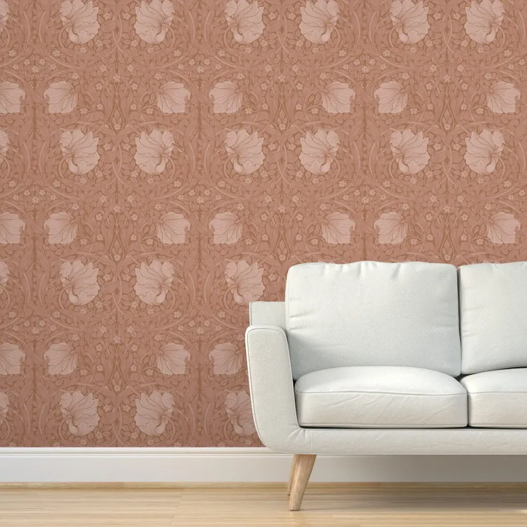 William Morris Antiqued Pimpernel Peel and Stick Wallpaper - Dusty Rose product
