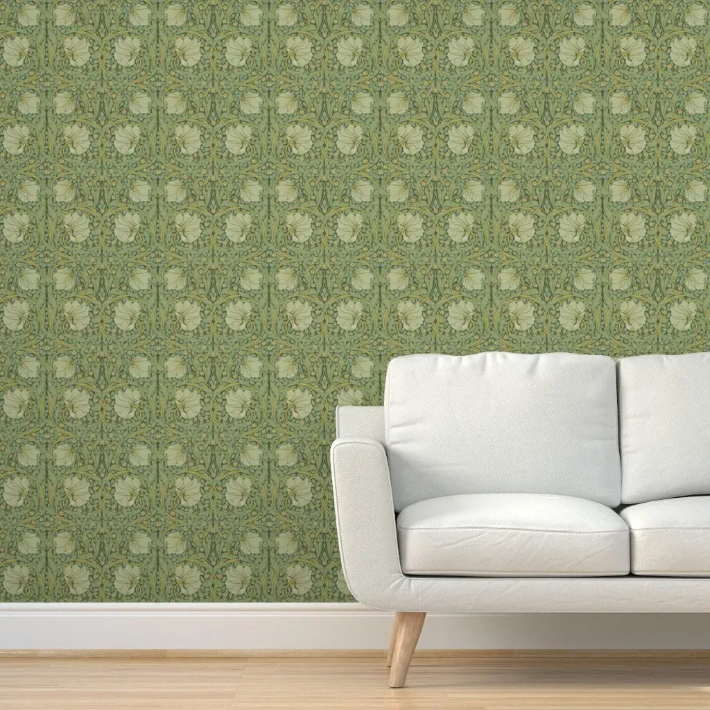 William Morris Antiqued Pimpernel Peel and Stick Wallpaper - Green product