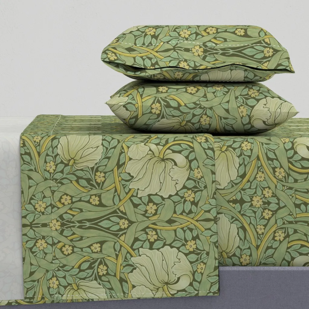 William Morris Antiqued Pimpernel Queen Sheet Set - Sage Green product