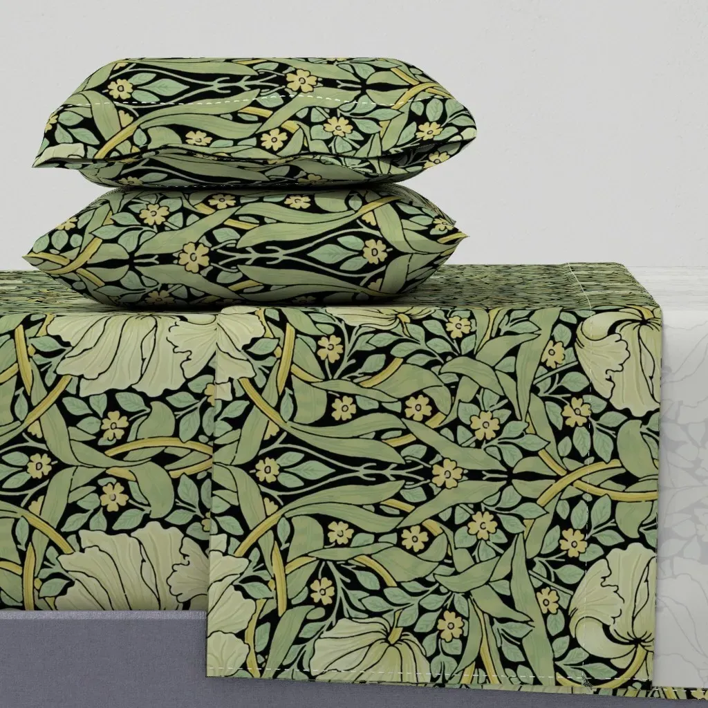 William Morris Antiqued Pimpernel Queen Size Sheet Set - Sage Green product