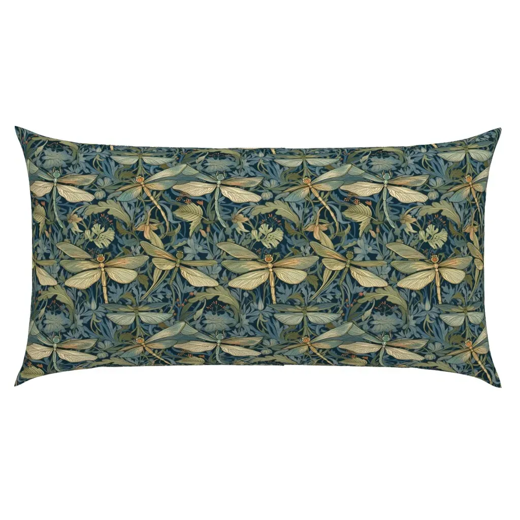 William Morris Art Nouveau Dragonflies King Pillow Sham - Teal product