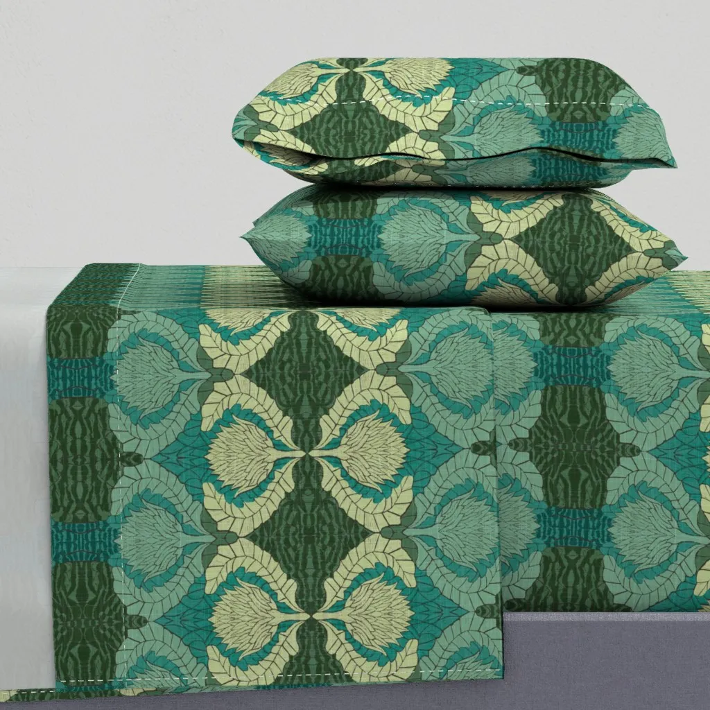 William Morris Artichoke Damask King Sheet Set - Teal product