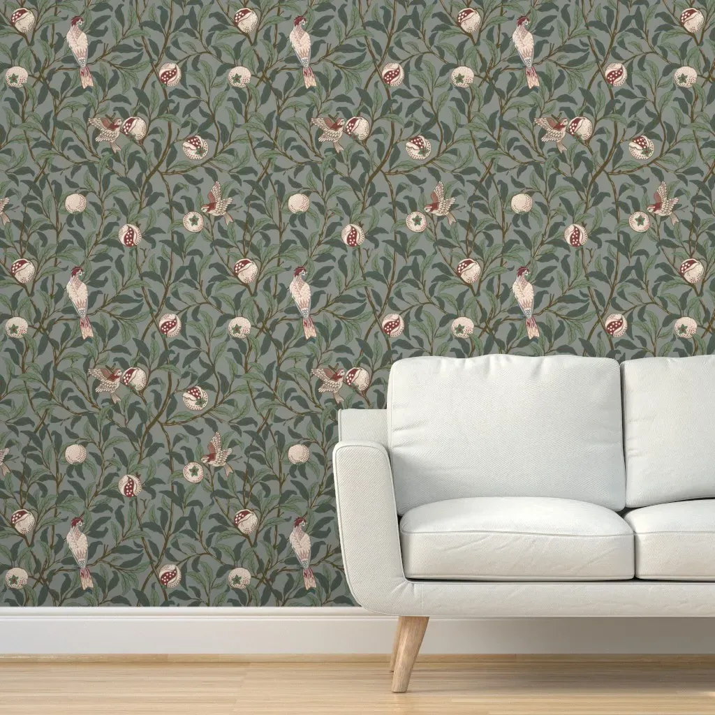 William Morris Bird & Pomegranate Peel and Stick Wallpaper - Gray-Green product