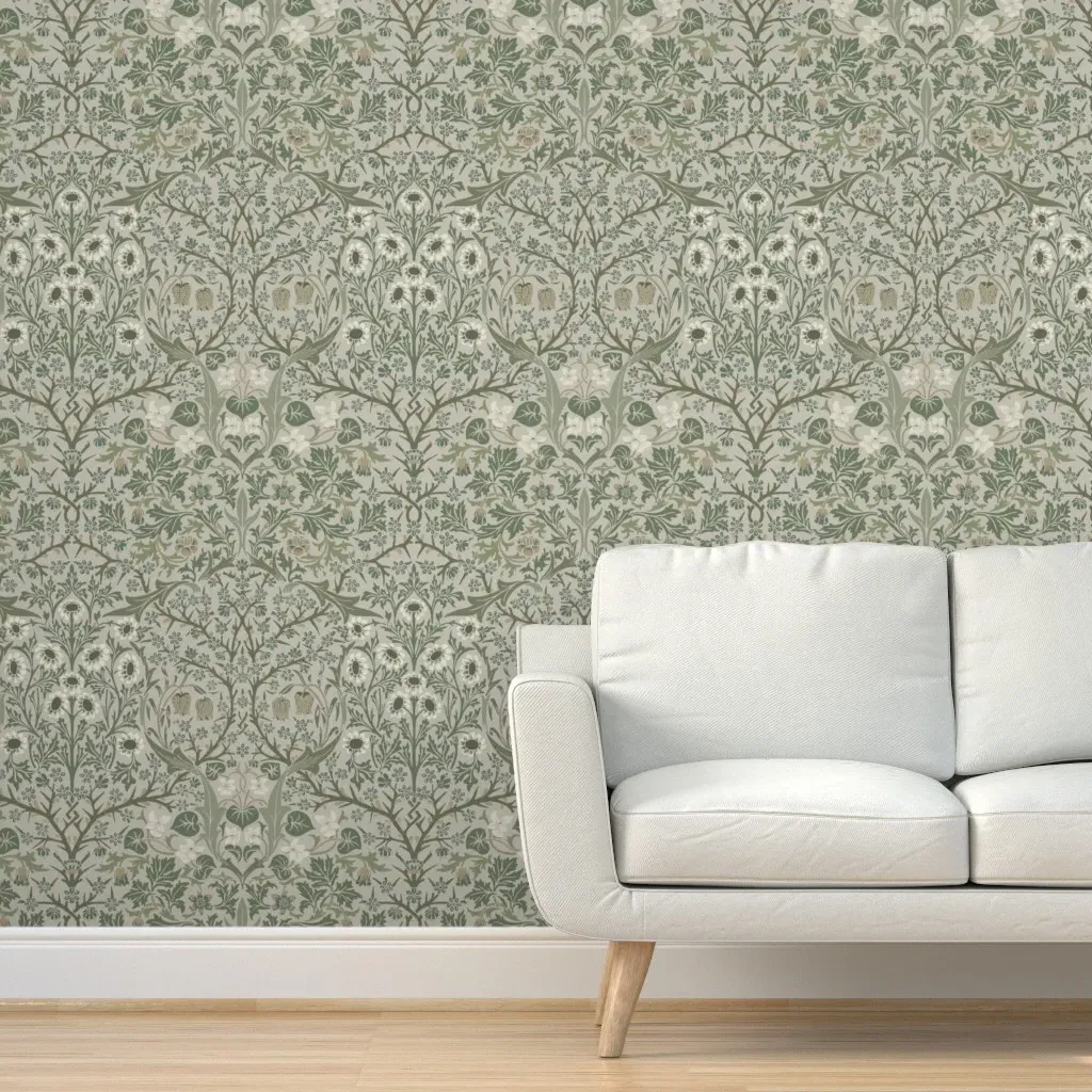 William Morris Blackthorn Basketweave Peel and Stick Wallpaper - Green product