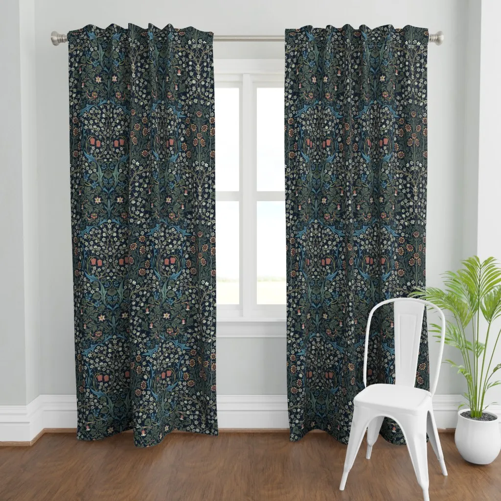 William Morris Blackthorn Curtain Panel - Dark Teal product