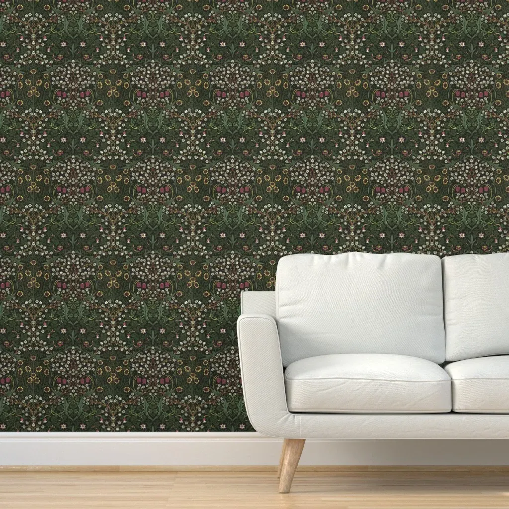 William Morris Blackthorn Peel and Stick Wallpaper - Dark Green product
