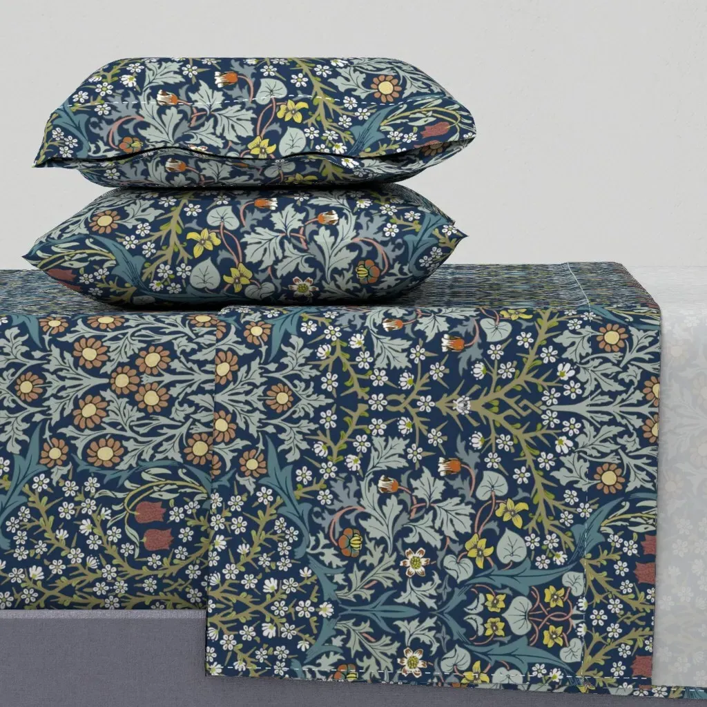 William Morris Blackthorn Queen Sheet Set - Dark Teal product