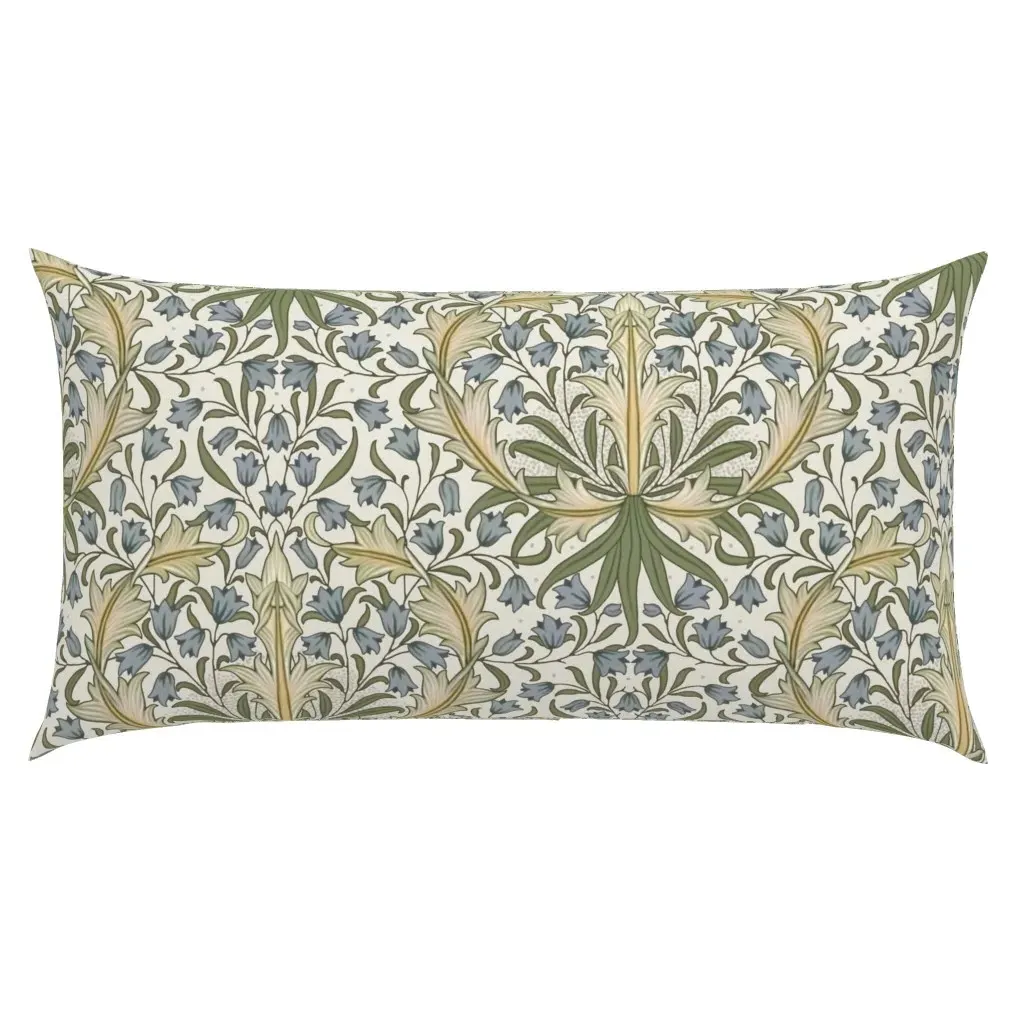 William Morris Blue Flowers Damask King Pillow Sham - Light Beige product
