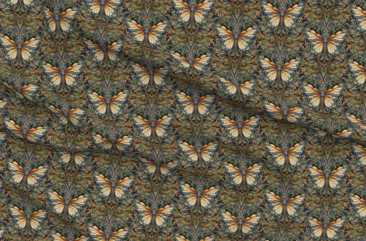William Morris Butterfly Ornaments Sport Pique Fabric - Blue product