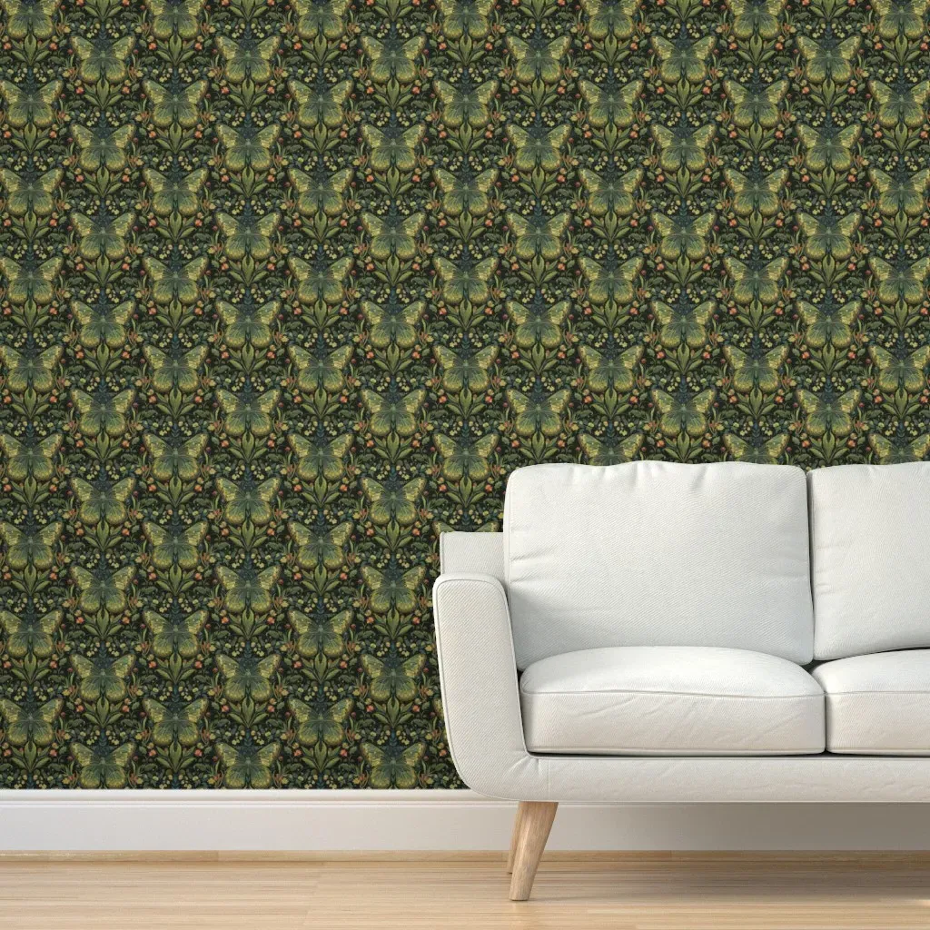 William Morris Butterfly Peel and Stick Wallpaper - Green product
