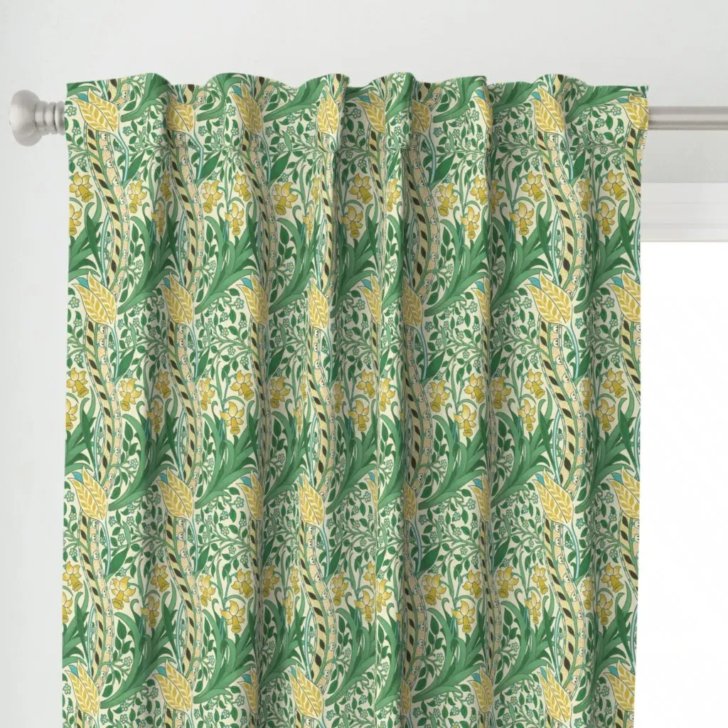William Morris Daffodil Curtain Panel - Green alternate view
