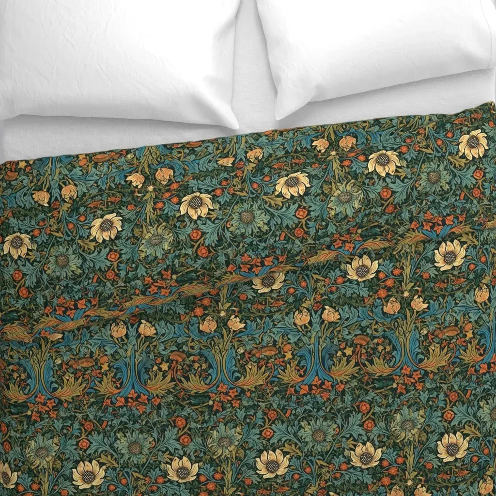 William Morris Floral Duvet Cover - Teal alternate view
