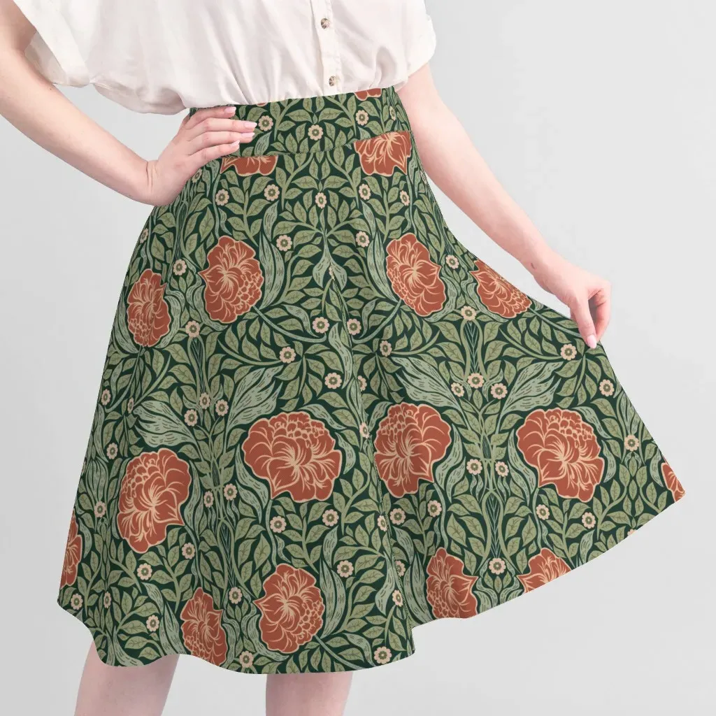 William Morris Floral Quilting Fabric Large Scale - Reddish-Brown, Cotton alternate view