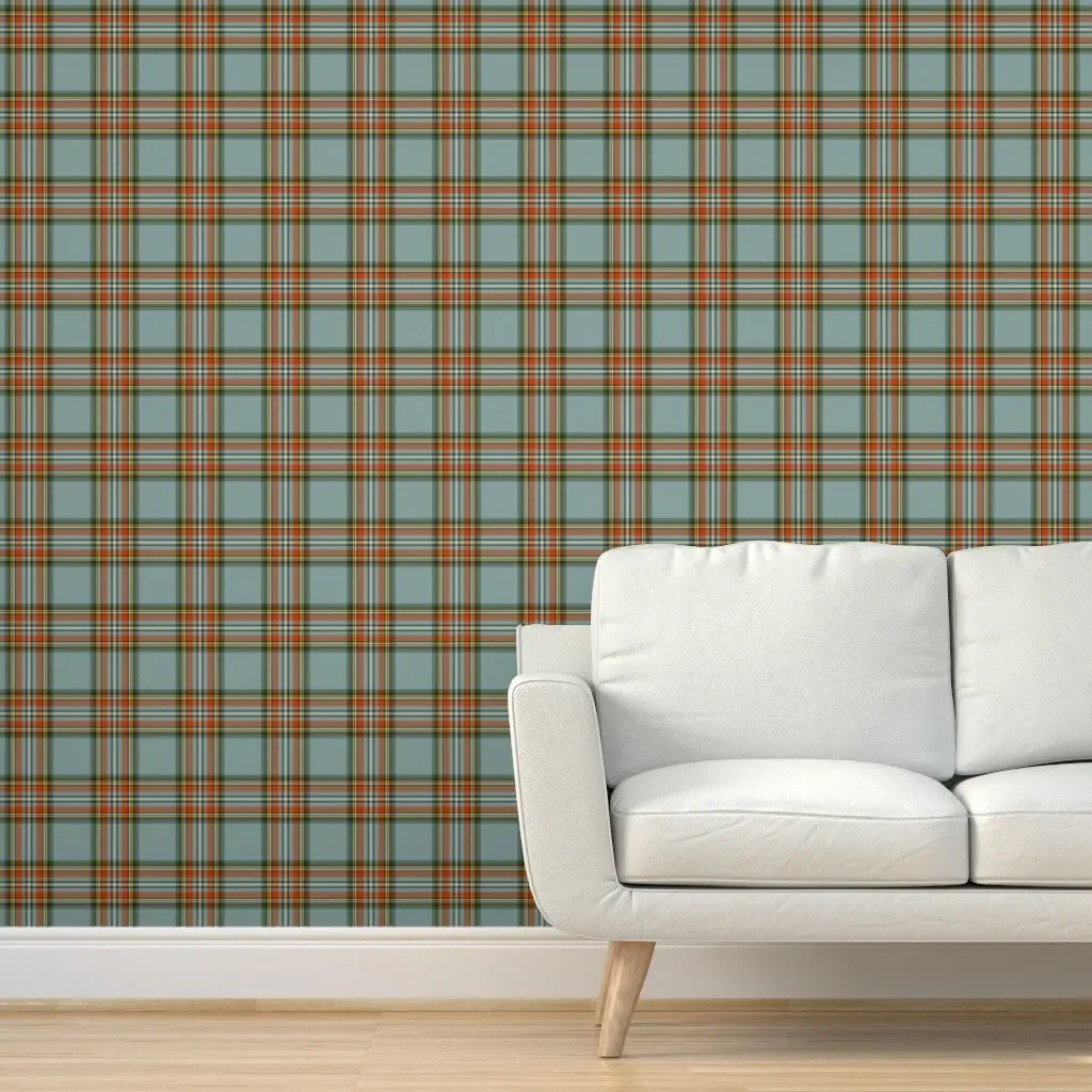 William Morris Fruit Antique Royal Stewart Tartan Peel and Stick Wallpaper - Blue, Orange, Green product