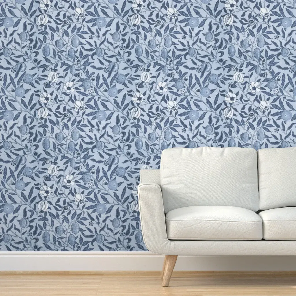 William Morris Fruit in Blue Cloth 2x12ft Peel and Stick Wallpaper - Dusty Blue product