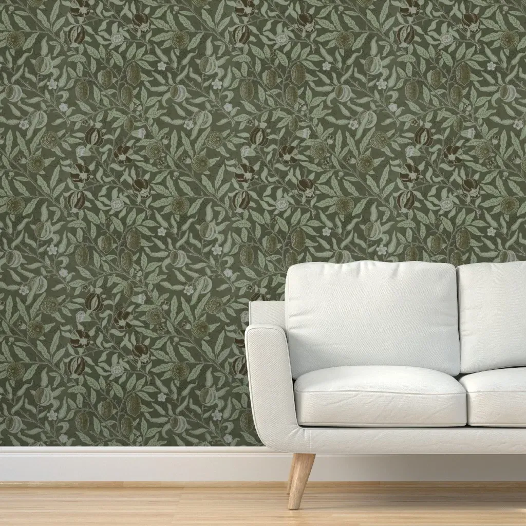 William Morris Fruit Peel and Stick Wallpaper - Sage, Umber product