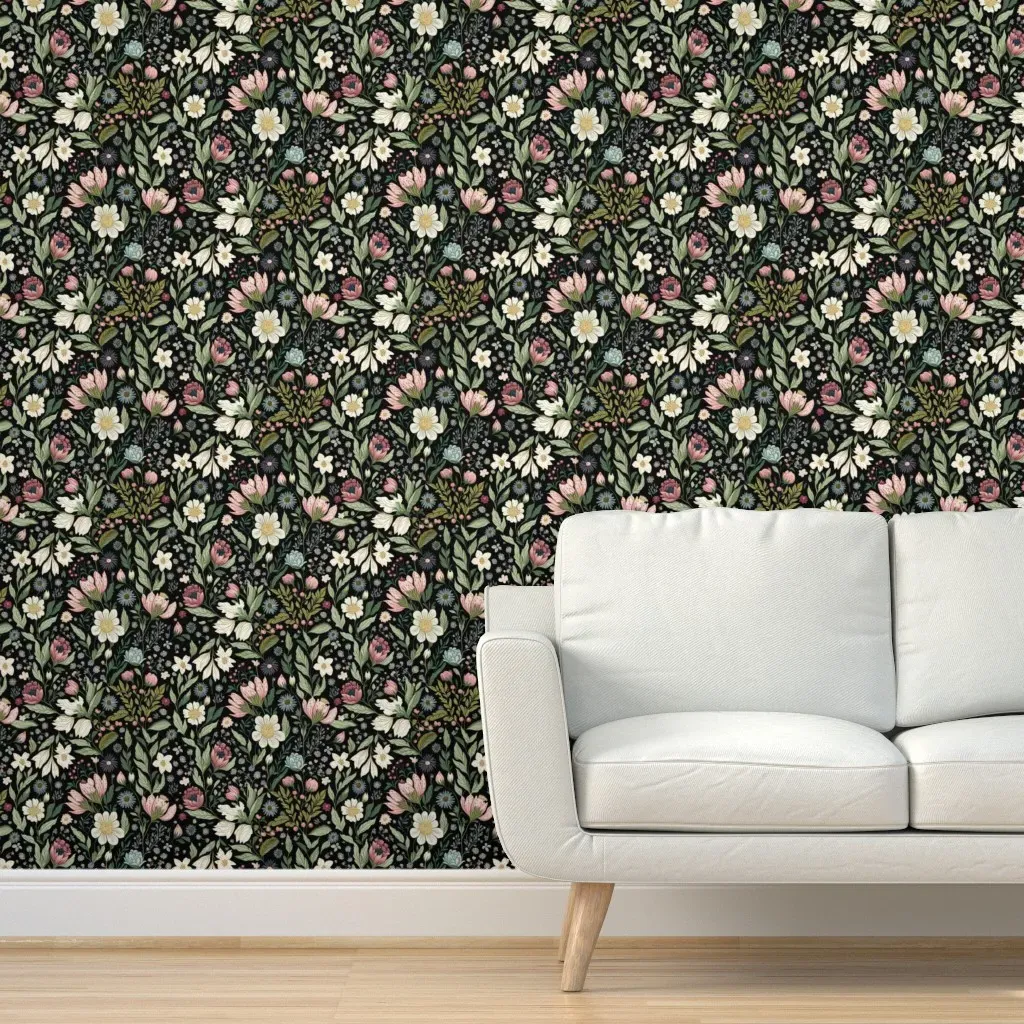 William Morris Garden Flowers Peel and Stick Wallpaper - Dark Pink product