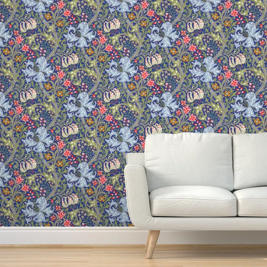 William Morris Golden Lily Peel and Stick Wallpaper - Blue product