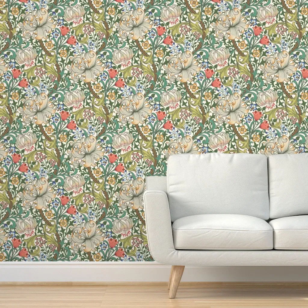 William Morris Golden Lily Peel and Stick Wallpaper - Green product