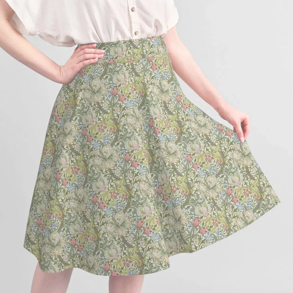 William Morris Golden Lily Pique Fabric - Light Green alternate view