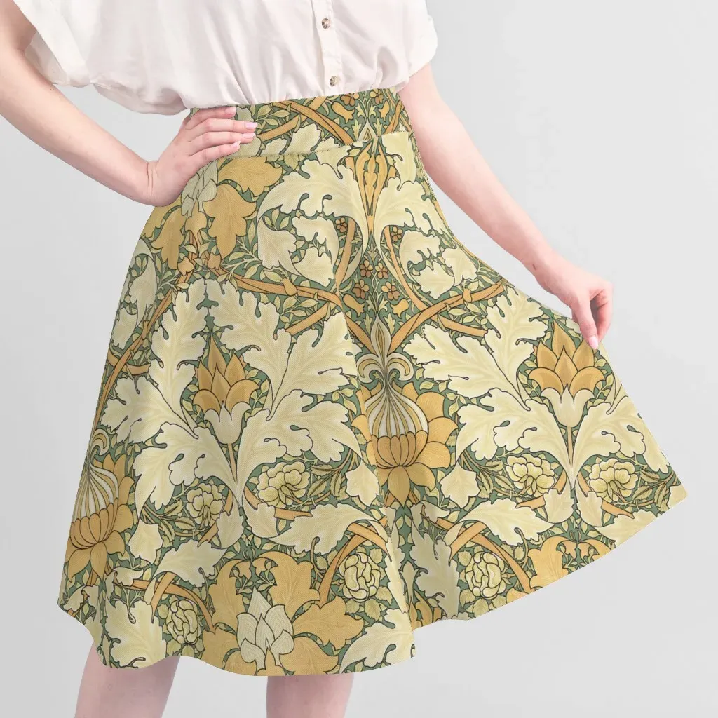 William Morris Growing Damask Pique Fabric - Beige, Green alternate view