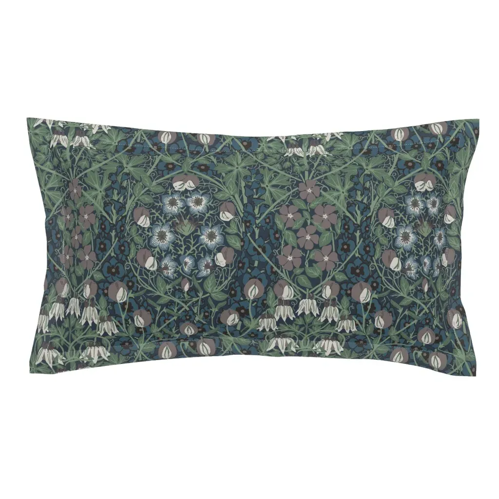 William Morris Hollyhock And Sweet Pea King Pillow Sham - Dark Teal product