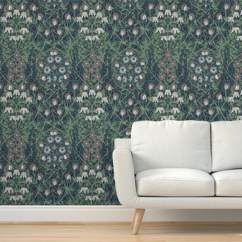 William Morris Hollyhock And Sweet Pea Peel and Stick Wallpaper - Blue product