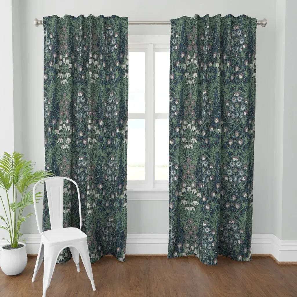 William Morris Hollyhock Curtain Panel - Dark Teal product