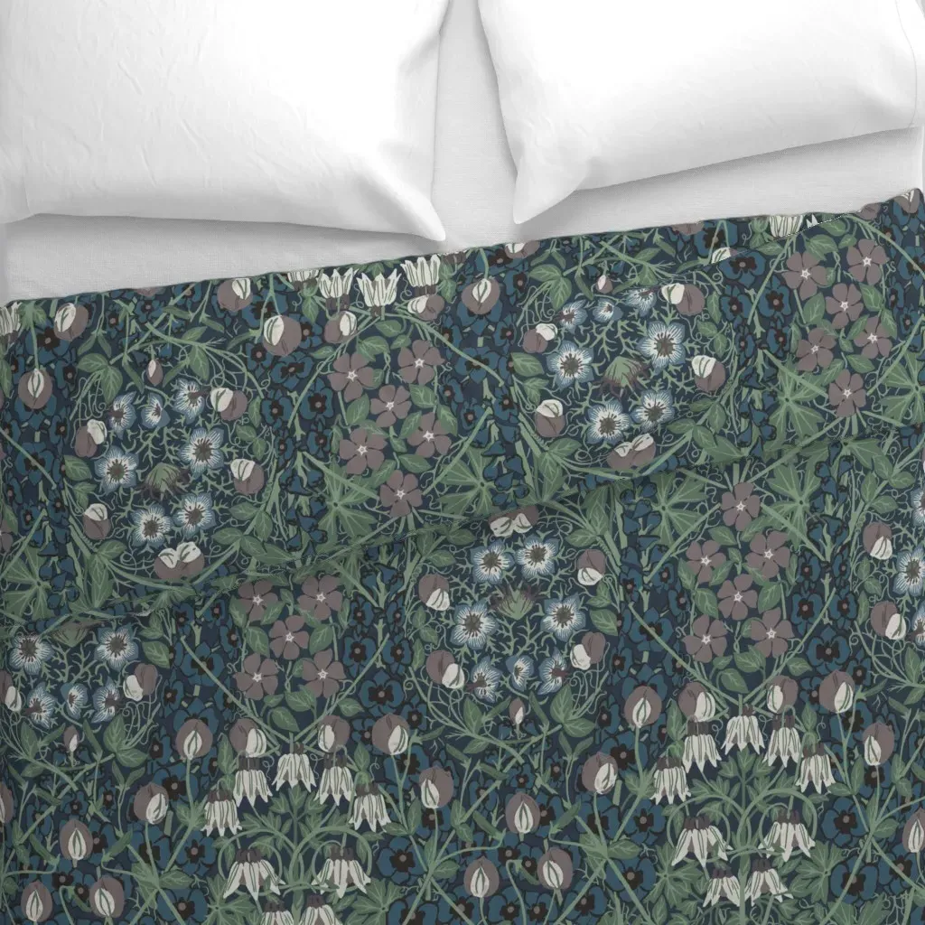 William Morris Hollyhock Duvet Cover - Dark Teal alternate view