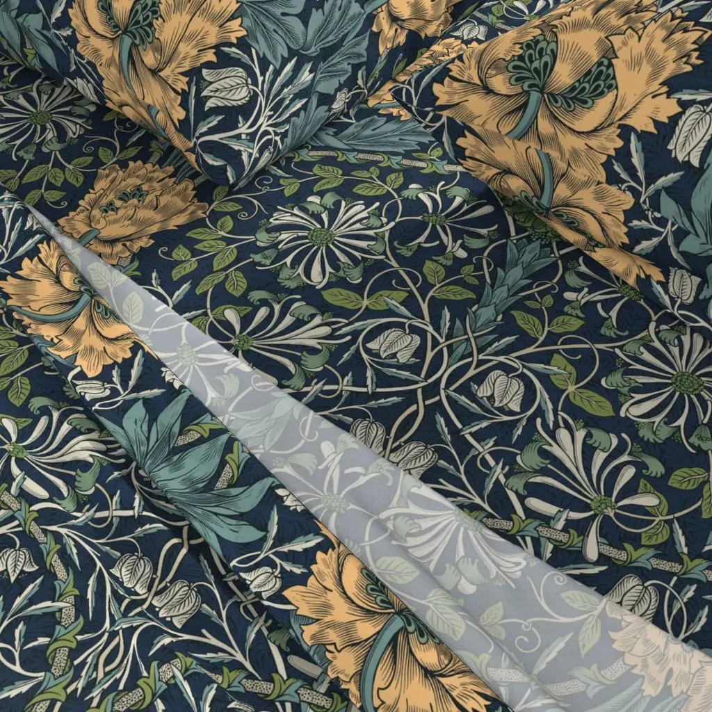 William Morris Honeysuckle King Sheet Set - Teal alternate view