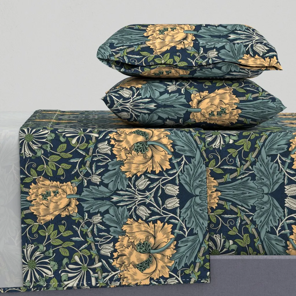 William Morris Honeysuckle King Sheet Set - Teal product
