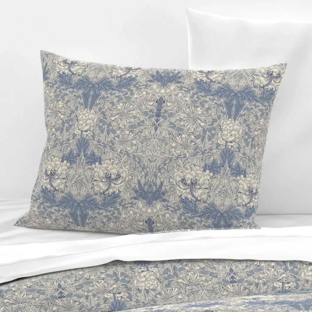William Morris Honeysuckle Standard Knife Edge Pillow - Blue, Cotton Sateen product