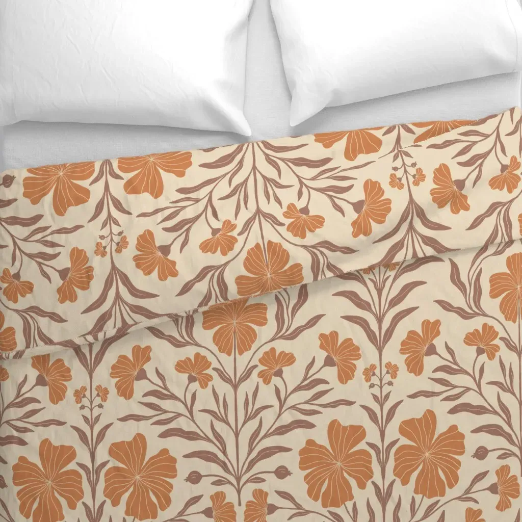 William Morris Inspired Large Duvet Cover - Burnt Orange alternate view