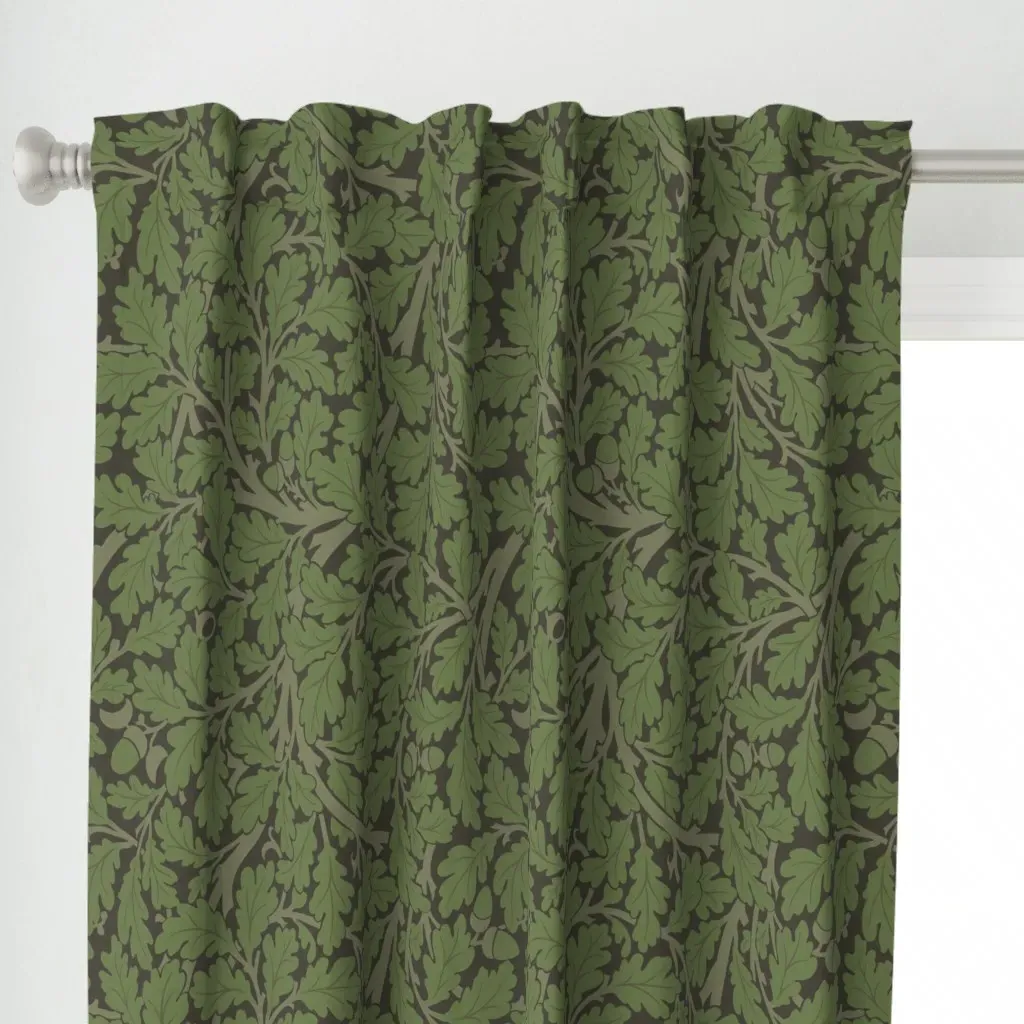 William Morris John Curtain Panel - Olive Green alternate view