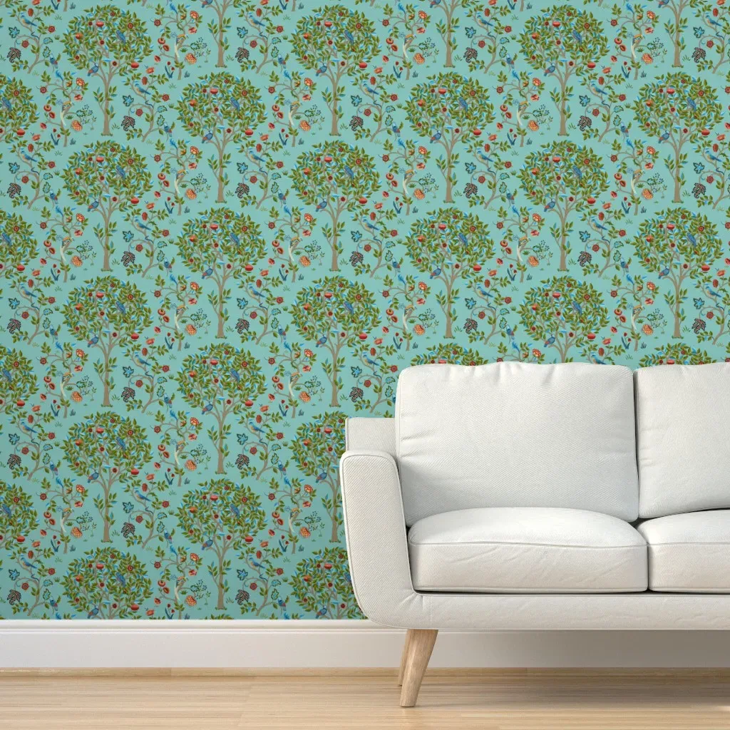 William Morris Kelmscott Tree Peel and Stick Wallpaper - Teal product