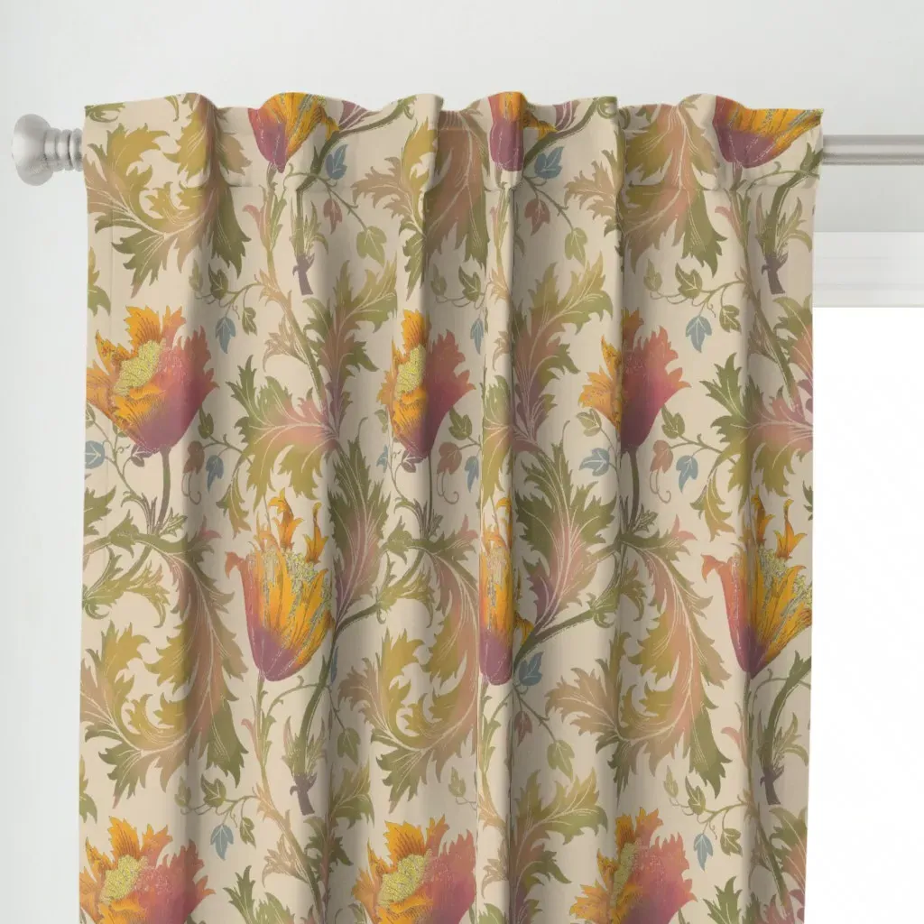 William Morris Large Curtain Panel - Muted Orange alternate view