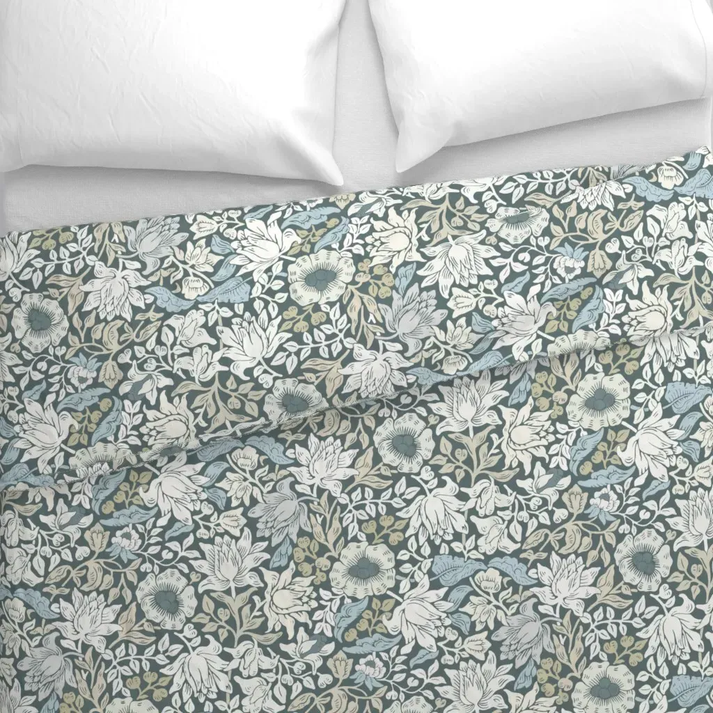 William Morris Mallow Grey Duvet Cover - White alternate view