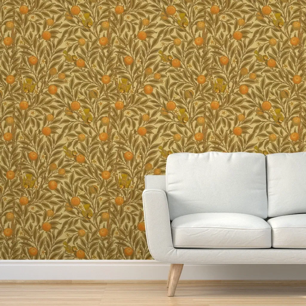William Morris Orange Boughs Peel and Stick Wallpaper - Brown, Yellow product